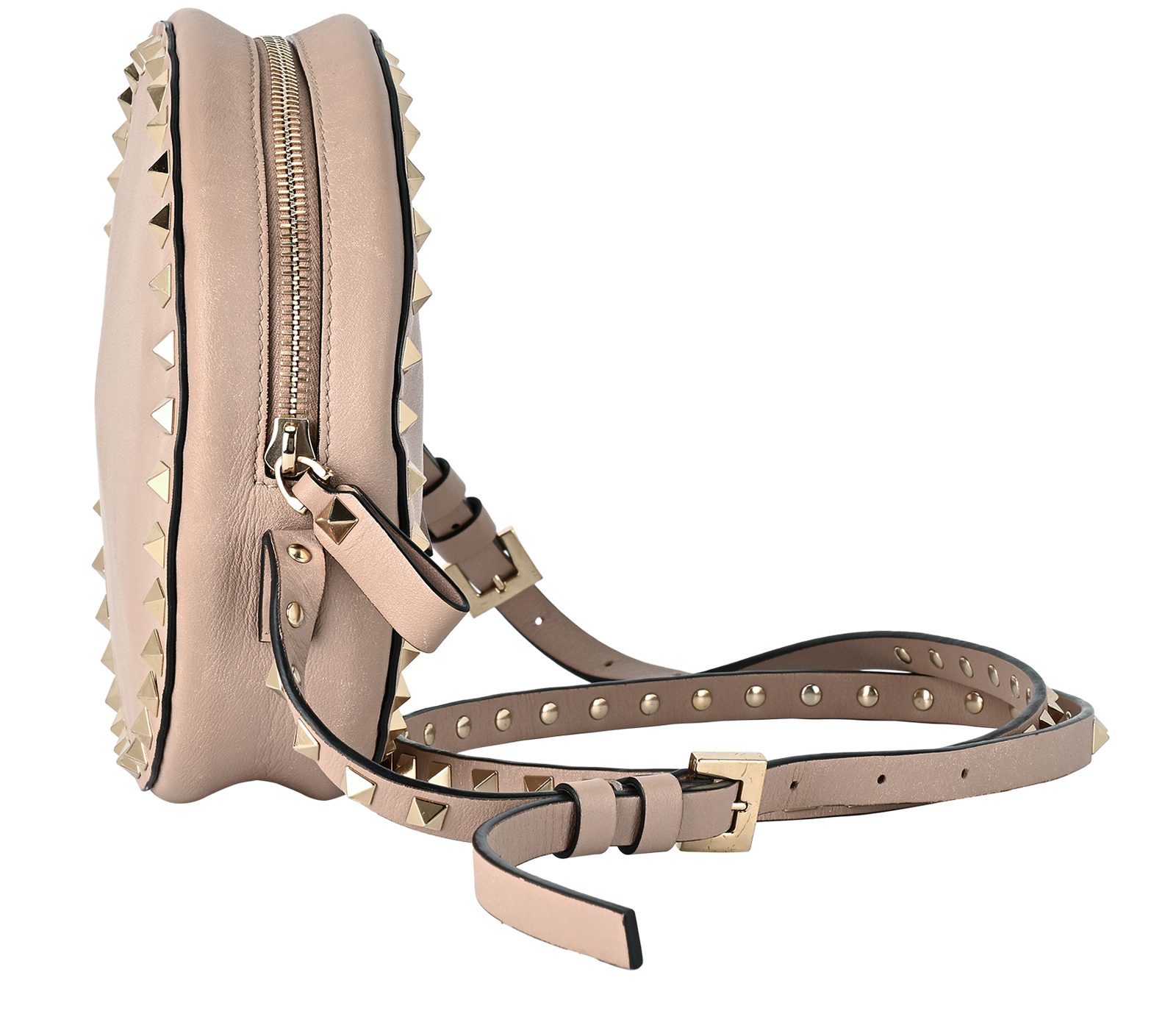 Rockstud Round Crossbody, &pound;290, Handbags, Pink, Leather, Bottom view